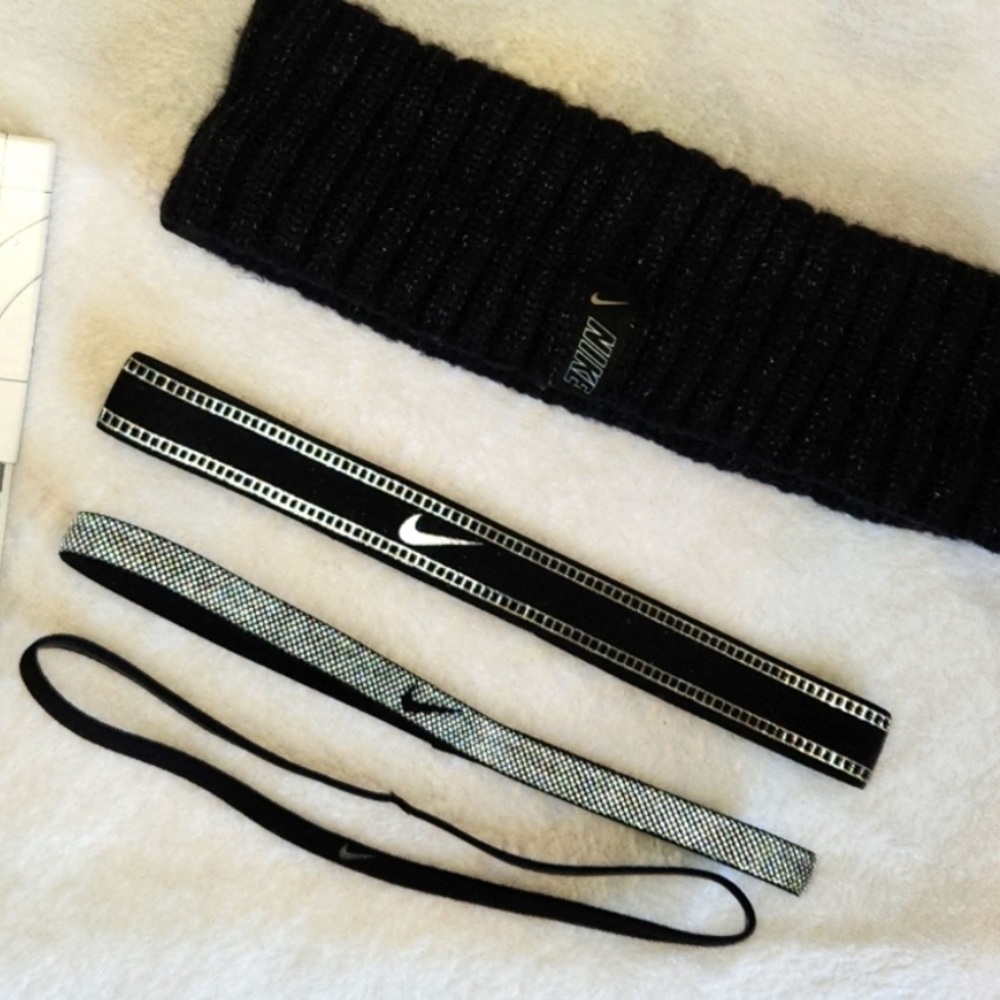 Nike running Women's Black and Silver Hairbands Bundle